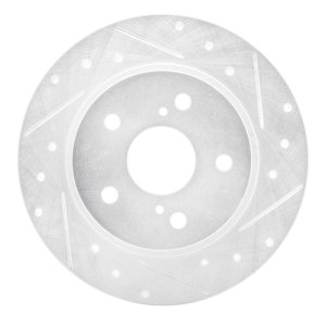 Scion TC Brake Rotor (1) - Rear Right - R1 Concepts - Drilled & Slotted - Silver - `11-`16